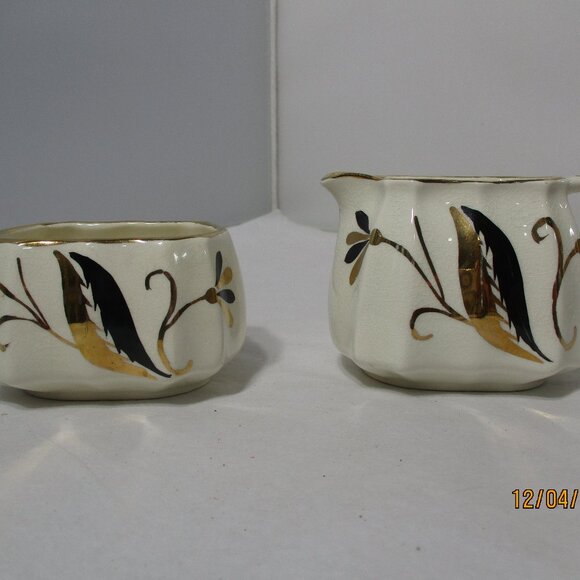 Vintage Staffordshire England Sandland Ware Sugar & Creamer Set MCM Mid-Century - Picture 5 of 12